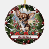 Brown Chihuahua Welppy Holiday Custom Christmas Keramik Ornament (Vorne)