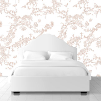 Brown Chinoiserie Toile Jouy Birds Blumengarten Tapete