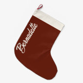 Brown Christmas Copper Beige Calligraphy Custom Großer Weihnachtsstrumpf (Vorderansicht (hängend))