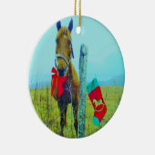 Brown Christmas Horse Keramikornament (Rechts)