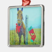 Brown Christmas Horse Silbernes Ornament (Links)