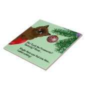 Brown Christmas Ornament Funny Cat Fliese (Seite)
