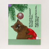 Brown Christmas Ornament Funny Cat Puzzle (Vertikal)