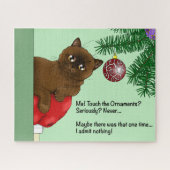 Brown Christmas Ornament Funny Cat Puzzle (Horizontal)