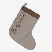 Brown Christmas Toffee Beige Calligraphy Custom Großer Weihnachtsstrumpf (Vorderansicht (hängend))