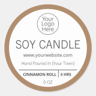 Brown Cinnamon Roll Logo Candle Labels Runder Aufkleber