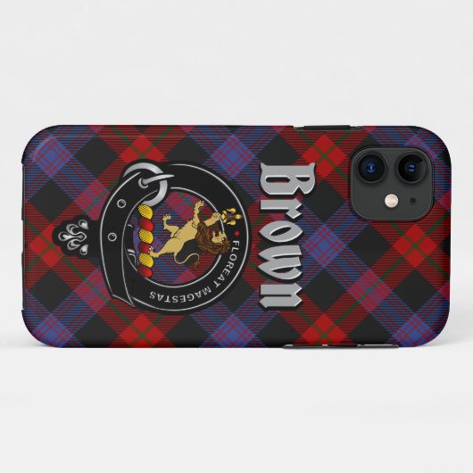 Brown Clan Abzeichen & Tartan Phone Case (Rückseite (Horizontal))