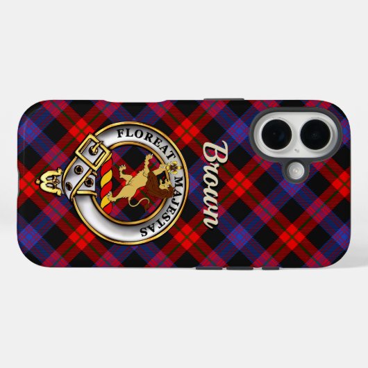 Brown Clan Badge & Tartan iPhone / iPad case (Rückseite (Horizontal))