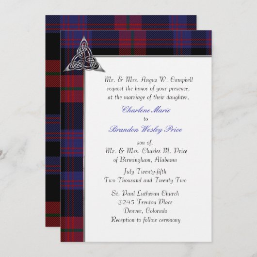 Brown Clan Tartan Kariert Wedding Einladung (Vorne/Hinten)