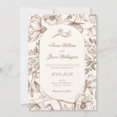 Brown Classic artistic floral wedding Einladung (Vorderseite)