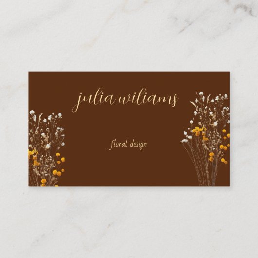 Brown Classic Floral Design Visitenkarte (Vorderseite)