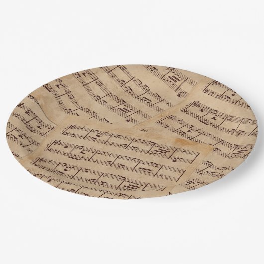 Brown Classic Noten Blatt altes Papier Pappteller (Schrägansicht)