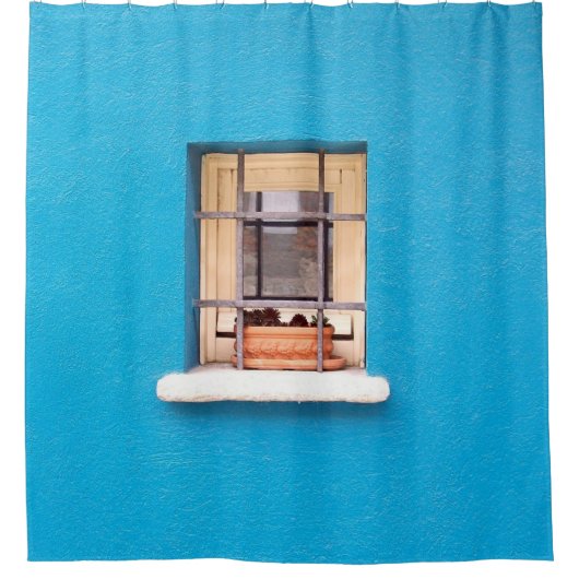 BROWN CLAY POT ON WINDOW DUSCHVORHANG (Vorderseite)