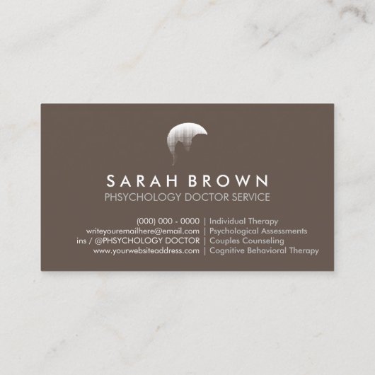 Brown Clinical Psychology Doctor Visitenkarte (Rückseite)