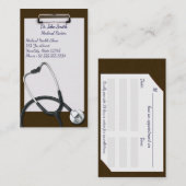 Brown Clipboard with Medical Stethoscope Terminkarte (Vorne/Hinten)