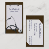 Brown Clipboard with Medical Stethoscope Visitenkarte (Vorne/Hinten)