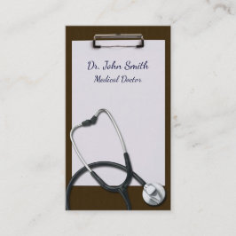 Brown Clipboard with Medical Stethoscope Visitenkarte