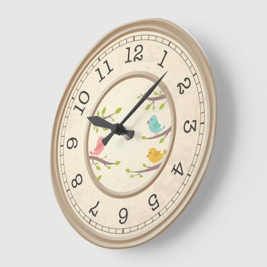 Brown Clock with Birds Große Wanduhr (Winkel)