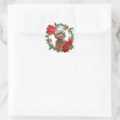 Brown Cockapoo Dog Poinsettia Weihnachtsschaden Quadratischer Aufkleber (Tasche)
