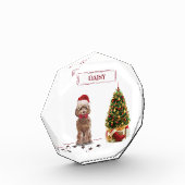 Brown Cockapoo Funny Christmas Dog and Tree Fotoblock (Links)
