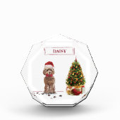 Brown Cockapoo Funny Christmas Dog and Tree Fotoblock (Vorderseite)