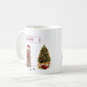 Brown Cockapoo Funny Christmas Dog and Tree Kaffeetasse (Vorderseite Links)