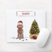 Brown Cockapoo Funny Christmas Dog and Tree Mousepad (Mit Mouse)
