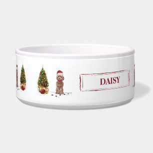 Brown Cockapoo Funny Christmas Dog and Tree Napf