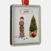 Brown Cockapoo Funny Christmas Dog and Tree Ornament Aus Metall (Rechts)