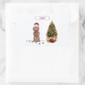 Brown Cockapoo Funny Christmas Dog and Tree Rechteckiger Aufkleber (Tasche)
