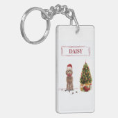 Brown Cockapoo Funny Christmas Dog and Tree Schlüsselanhänger (Vorderseite links)