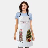 Brown Cockapoo Funny Christmas Dog and Tree Schürze (Getragen)