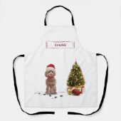 Brown Cockapoo Funny Christmas Dog and Tree Schürze (Vorderseite)