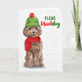 Brown Cockapoo Funny Fleas Navidog Weihnachten (Vorderseite)