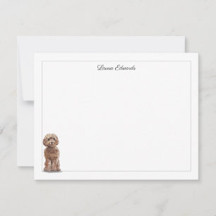 Brown Cockapoo Grau Border Personalisiert Mitteilungskarte