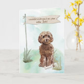 Brown Cockapoo Herzlichen Glückwunsch zum neuen Hu Karte (Gelbe Blume)