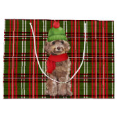 Brown Cockapoo Hund auf Karierten Weihnachten Große Geschenktüte (Rückseite)
