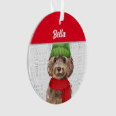 Brown Cockapoo Hund mit Foto Ornament (Vorderseite)