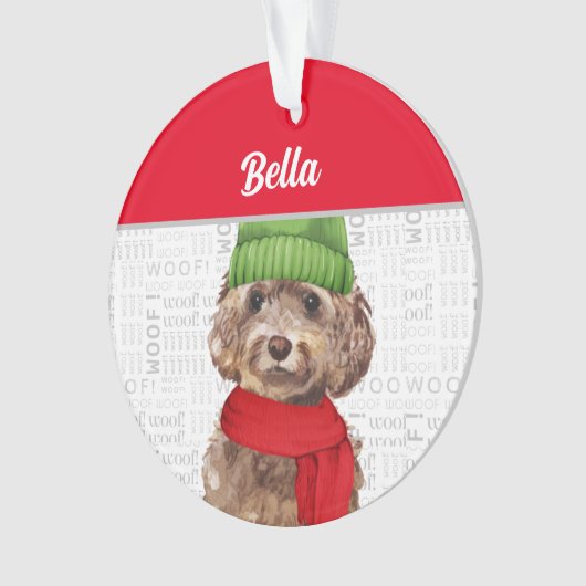 Brown Cockapoo Hund mit Foto Ornament (Vorderseite)