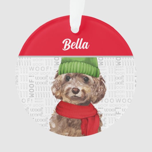 Brown Cockapoo Hund mit Foto Ornament (Vorderseite)