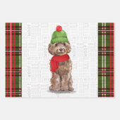Brown Cockapoo Weihnachtshund Kariert Geschenkpapier Set (Vorderseite)