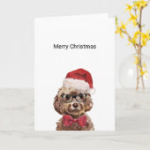 Brown Cockapoo Weihnachtskarte Karte (Gelbe Blume)