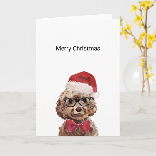 Brown Cockapoo Weihnachtskarte Karte (Gelbe Blume)