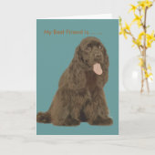 Brown Cocker, Mein bester Freund ist......... Karte (Gelbe Blume)