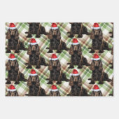 Brown Cocker Spaniel Dog Holiday Kariert Weihnacht Geschenkpapier Set (Vorderseite 2)