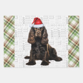 Brown Cocker Spaniel Dog Holiday Kariert Weihnacht Geschenkpapier Set (Vorderseite)