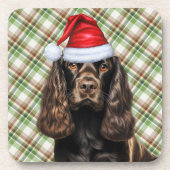 Brown Cocker Spaniel Dog Holiday Kariert Weihnacht Getränkeuntersetzer (Vorderseite)