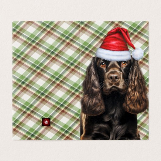 Brown Cocker Spaniel Dog Karierter Weihnachtsfeier (Außenseite Aufgefaltet)