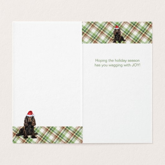 Brown Cocker Spaniel Dog Karierter Weihnachtsfeier (Innenseite Aufgefaltet)