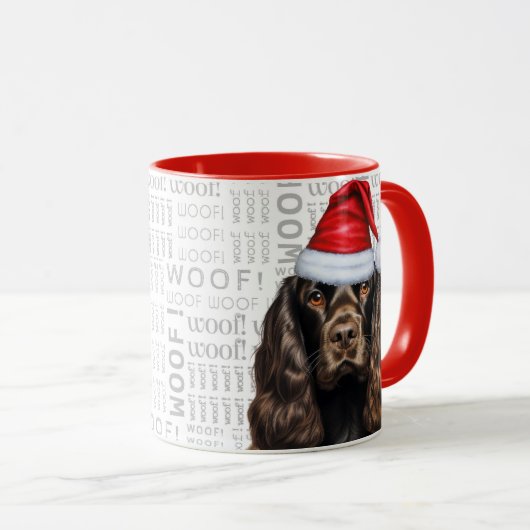 Brown Cocker Spaniel Dog Santa Woof Weihnachten Tasse (VorderseiteRechts)